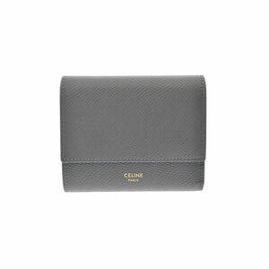 Celine Wallet Gray Calfskin Tri fold